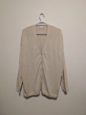 Indi & Cold Oatmeal Seawool V-Neck Knit Luxury Cardigan Sweater M - XL Oversize